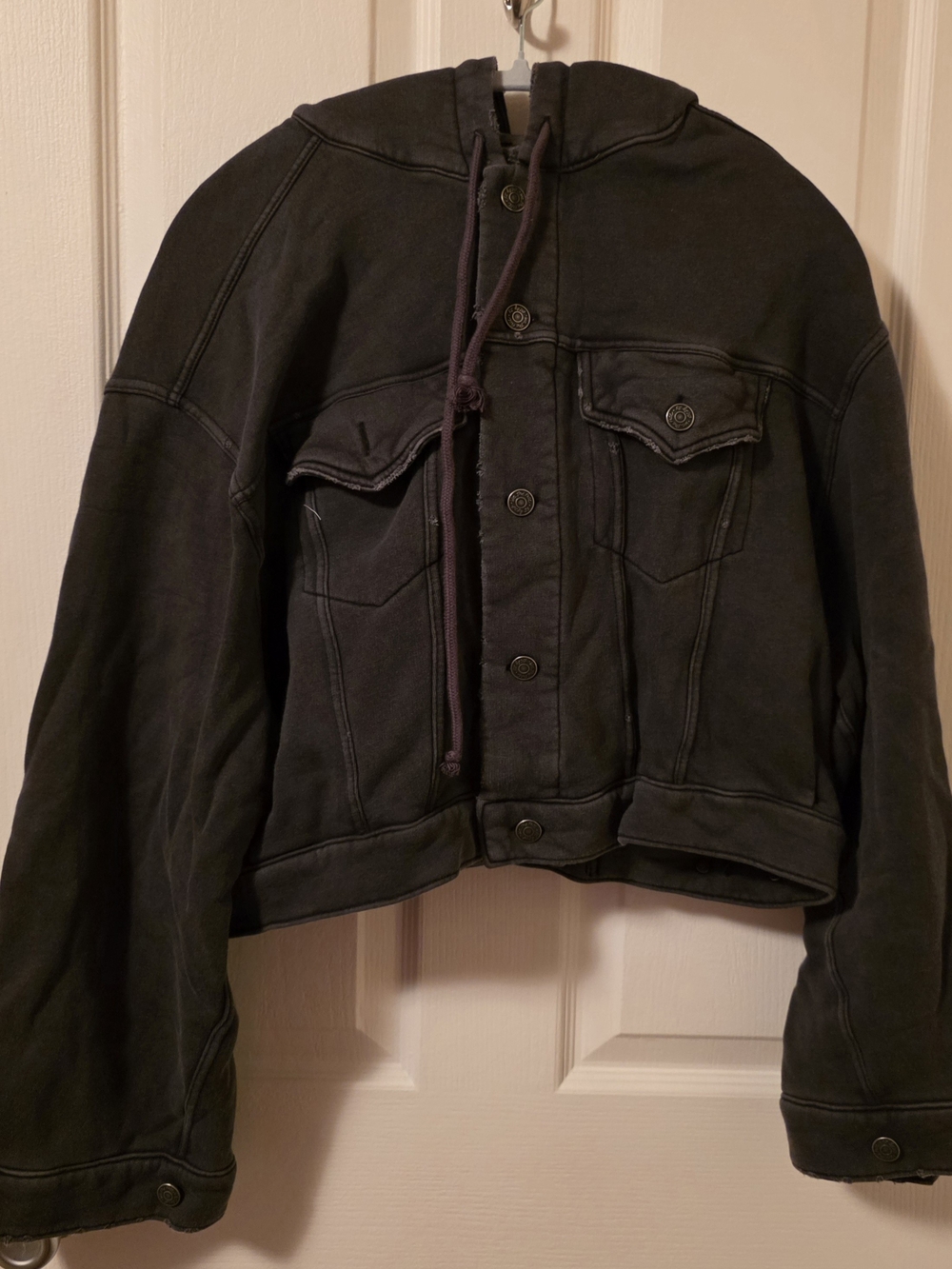 Free People Womens Dark Charcoal Hooded Sweater Jacket